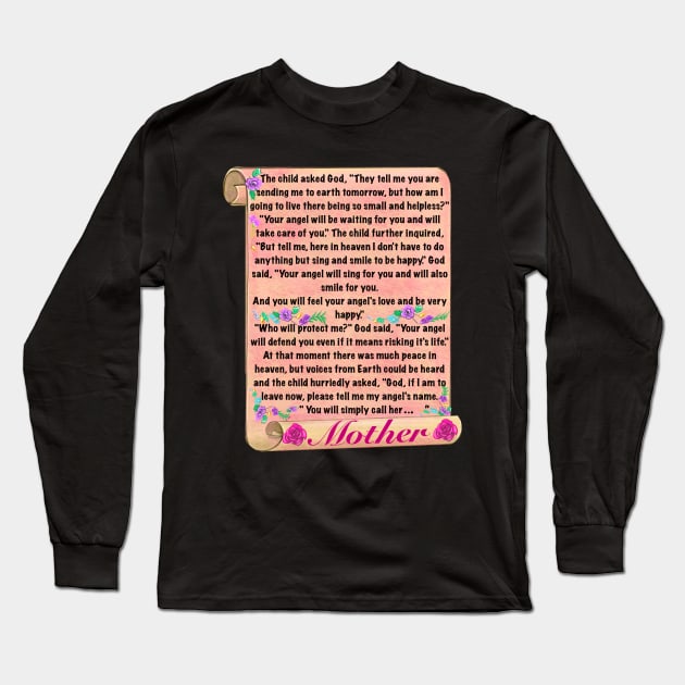 The best Mother’s Day gifts 2024, Mother’s Day poem on a scroll - You will simply call her mom Beautiful poem about motherhood Long Sleeve T-Shirt by Artonmytee